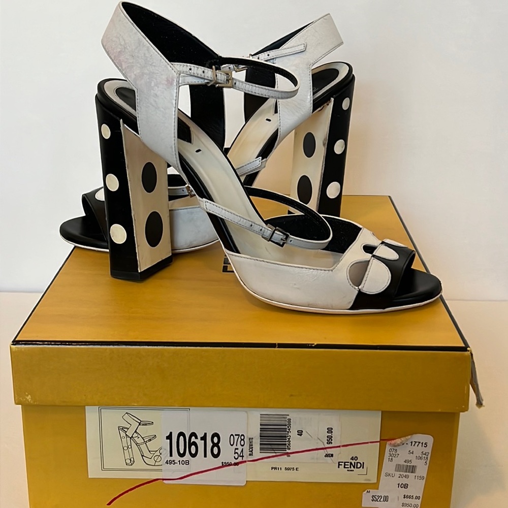 Fendi Black ad White Dot Sandals